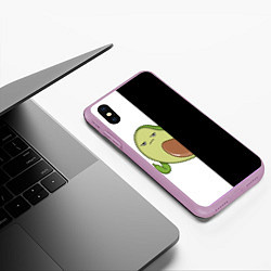 Чехол iPhone XS Max матовый Злой авокадик, цвет: 3D-сиреневый — фото 2