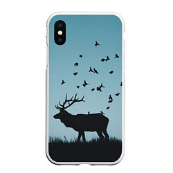Чехол iPhone XS Max матовый Северный Олень Reindeer, цвет: 3D-белый