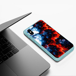 Чехол iPhone XS Max матовый 3D ЯДЕРНЫЙ КОСМИЧЕСКИЙ ВЗРЫВ ОГОНЬ, цвет: 3D-мятный — фото 2