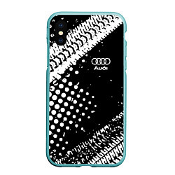 Чехол iPhone XS Max матовый Ауди audi шины, цвет: 3D-мятный