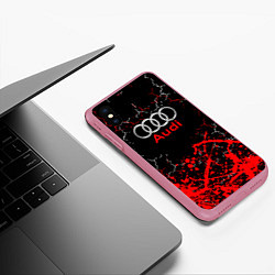 Чехол iPhone XS Max матовый AUDI АУДИ брызги, цвет: 3D-малиновый — фото 2