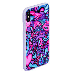 Чехол iPhone XS Max матовый Acid graffiti with skulls, цвет: 3D-светло-сиреневый — фото 2