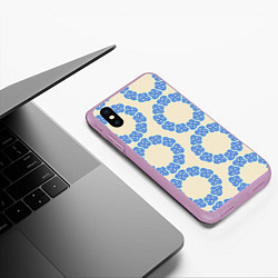 Чехол iPhone XS Max матовый Круговой орнамент из цветка, цвет: 3D-сиреневый — фото 2