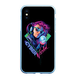Чехол iPhone XS Max матовый Cyber World, цвет: 3D-голубой