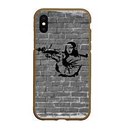 Чехол iPhone XS Max матовый Мона Лиза Бэнкси Banksy, цвет: 3D-коричневый