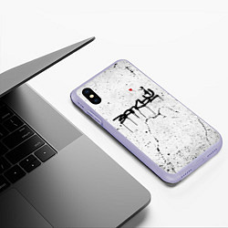 Чехол iPhone XS Max матовый BANKSY БЭНКСИ автограф девочка с шариком, цвет: 3D-светло-сиреневый — фото 2