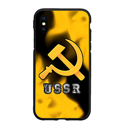 Чехол iPhone XS Max матовый USSR - СЕРП И МОЛОТ Пламя, цвет: 3D-черный