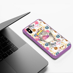 Чехол iPhone XS Max матовый Плюшевый кот - боксер, цвет: 3D-фиолетовый — фото 2