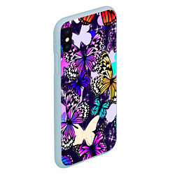 Чехол iPhone XS Max матовый Бабочки Butterflies, цвет: 3D-голубой — фото 2