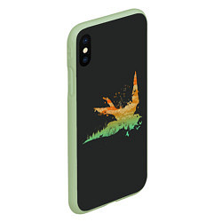 Чехол iPhone XS Max матовый Душа природы - птица, цвет: 3D-салатовый — фото 2