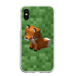 Чехол iPhone XS Max матовый Лиса из Minecraft, цвет: 3D-белый