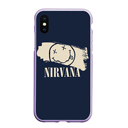 Чехол iPhone XS Max матовый NIRVANA Рок Группа, цвет: 3D-светло-сиреневый