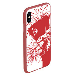 Чехол iPhone XS Max матовый Знамя Победы - Рейхстаг, цвет: 3D-красный — фото 2