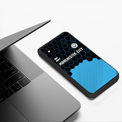 Чехол iPhone XS Max матовый MANCHESTER CITY Manchester City Соты, цвет: 3D-черный — фото 2