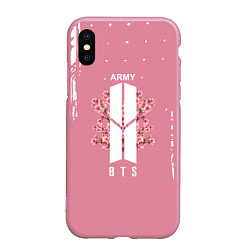 Чехол iPhone XS Max матовый Bts ARMY, цвет: 3D-розовый