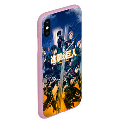 Чехол iPhone XS Max матовый Атака на титановAttack on Titan, цвет: 3D-розовый — фото 2