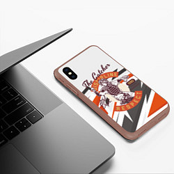 Чехол iPhone XS Max матовый Catcher Кетчер бейсбол, цвет: 3D-коричневый — фото 2