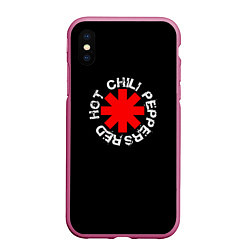 Чехол iPhone XS Max матовый Red Hot Chili Peppers Rough Logo, цвет: 3D-малиновый
