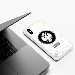 Чехол iPhone XS Max матовый RUSSIAN EMPIRE - ГЕРБ Потертости, цвет: 3D-белый — фото 2