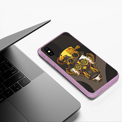 Чехол iPhone XS Max матовый Стимпанк Заводная Обезьяна, цвет: 3D-сиреневый — фото 2
