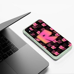 Чехол iPhone XS Max матовый ROBLOX ЛОГО, цвет: 3D-салатовый — фото 2