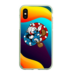 Чехол iPhone XS Max матовый Cuphead Чашечки, цвет: 3D-салатовый