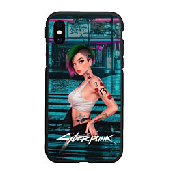 Чехол iPhone XS Max матовый Judy Cyberpunk2077 art, цвет: 3D-черный