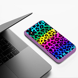 Чехол iPhone XS Max матовый Leopard Pattern Neon, цвет: 3D-фиолетовый — фото 2