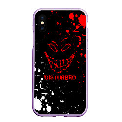 Чехол iPhone XS Max матовый Disturbed брызги красок