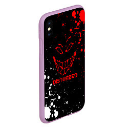 Чехол iPhone XS Max матовый Disturbed брызги красок, цвет: 3D-сиреневый — фото 2