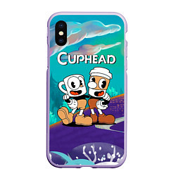 Чехол iPhone XS Max матовый Cuphead чашечка кофе, цвет: 3D-светло-сиреневый