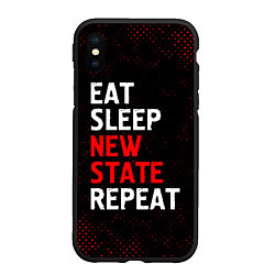 Чехол iPhone XS Max матовый Eat Sleep New State Repeat - Потертости, цвет: 3D-черный