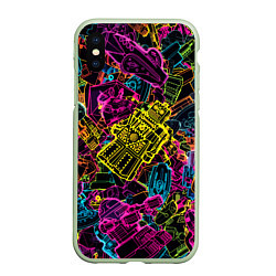 Чехол iPhone XS Max матовый Cyber space pattern Fashion 3022, цвет: 3D-салатовый