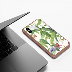 Чехол iPhone XS Max матовый Цветы Нежная Листва, цвет: 3D-коричневый — фото 2