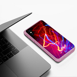 Чехол iPhone XS Max матовый Neon vanguard pattern Lighting, цвет: 3D-розовый — фото 2
