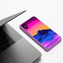 Чехол iPhone XS Max матовый РЕТРО НЕОН CYBERPUNK, цвет: 3D-фиолетовый — фото 2