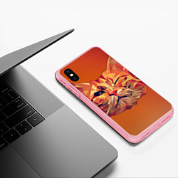 Чехол iPhone XS Max матовый Полигональный кот подмигивает, цвет: 3D-баблгам — фото 2