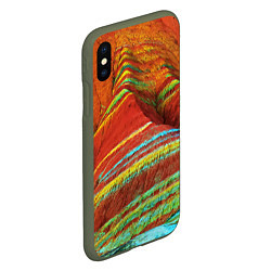 Чехол iPhone XS Max матовый Знаменитые разноцветные горы Китай, цвет: 3D-темно-зеленый — фото 2