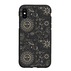 Чехол iPhone XS Max матовый Небесные тела, созвездия, солнце, космос, мистика, цвет: 3D-черный