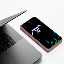 Чехол iPhone XS Max матовый Metallica металлика neon, цвет: 3D-коричневый — фото 2