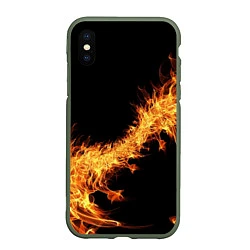 Чехол iPhone XS Max матовый Огонь Стихия, цвет: 3D-темно-зеленый