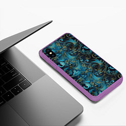 Чехол iPhone XS Max матовый Blue Abstract Узоры, цвет: 3D-фиолетовый — фото 2