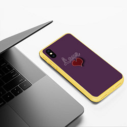 Чехол iPhone XS Max матовый Heart and Love, цвет: 3D-желтый — фото 2