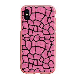 Чехол iPhone XS Max матовый Шерсть розового жирафа, цвет: 3D-баблгам