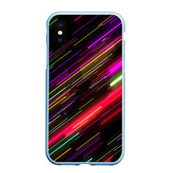 Чехол iPhone XS Max матовый Неоновый паттерн Abstraction, цвет: 3D-голубой