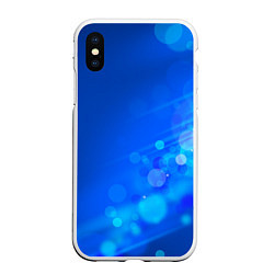 Чехол iPhone XS Max матовый Блики на синем фоне, цвет: 3D-белый