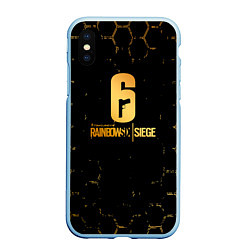 Чехол iPhone XS Max матовый Rainbow six siege соты, цвет: 3D-голубой