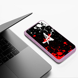 Чехол iPhone XS Max матовый Алиса брызги красок белый - красный, цвет: 3D-сиреневый — фото 2