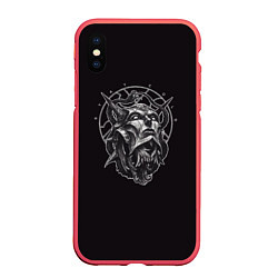 Чехол iPhone XS Max матовый Dark mask, цвет: 3D-красный