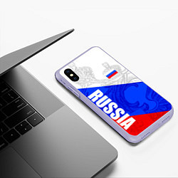 Чехол iPhone XS Max матовый RUSSIA - SPORTWEAR - ТРИКОЛОР, цвет: 3D-светло-сиреневый — фото 2